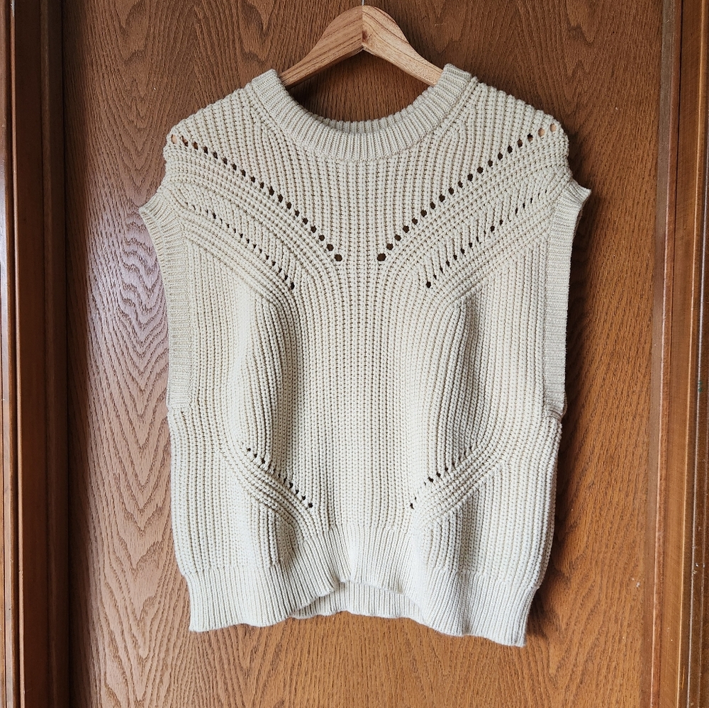 Madewell Cream Knit Sleeveless Sweater Vest